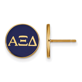 Sterling Silver Gold-plated LogoArt Alpha Xi Delta Sorority Greek Letters Color Enamel Post Earrings GP031AXD