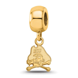 Sterling Silver Gold-plated LogoArt East Carolina University Pirate Extra Small Dangle Bead Charm GP031ECU
