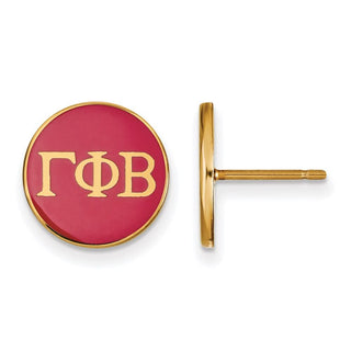 Sterling Silver Gold-plated LogoArt Gamma Phi Beta Sorority Greek Letters Color Enamel Post Earrings GP031GPB