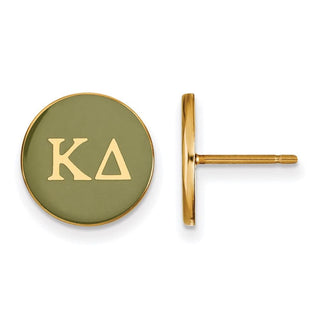 Sterling Silver Gold-plated LogoArt Kappa Delta Sorority Greek Letters Color Enamel Post Earrings GP031KD
