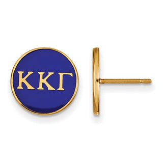 Sterling Silver Gold-plated LogoArt Kappa Kappa Gamma Sorority Greek Letters Color Enamel Post Earrings GP031KKG