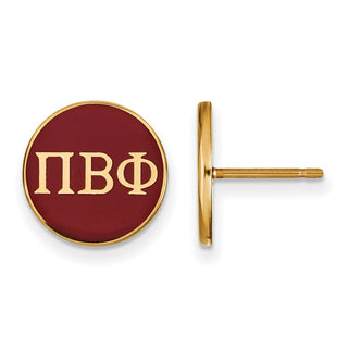 Sterling Silver Gold-plated LogoArt Pi Beta Phi Sorority Greek Letters Color Enamel Post Earrings GP031PBP