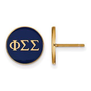Sterling Silver Gold-plated LogoArt Phi Sigma Sigma Sorority Greek Letters Color Enamel Post Earrings GP031PSS