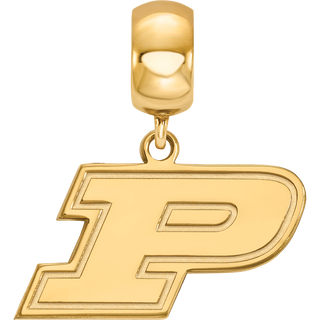 Sterling Silver Gold-plated LogoArt Purdue University Letter P Small Dangle Bead Charm