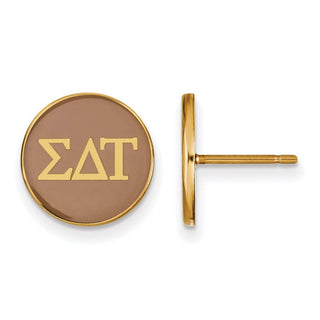 Sterling Silver Gold-plated LogoArt Sigma Delta Tau Sorority Greek Letters Color Enamel Post Earrings GP031SDT