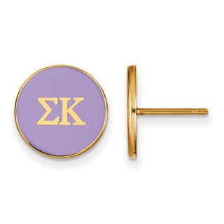 Sterling Silver Gold-plated LogoArt Sigma Kappa Sorority Greek Letters Color Enamel Post Earrings GP031SKP