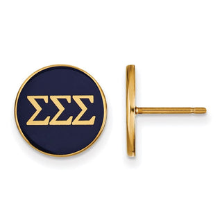 Sterling Silver Gold-plated LogoArt Sigma Sigma Sigma Sorority Greek Letters Color Enamel Post Earrings GP031SSS