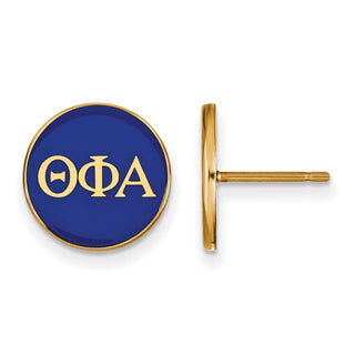 Sterling Silver Gold-plated LogoArt Theta Phi Alpha Sorority Greek Letters Color Enamel Post Earrings GP031TPA