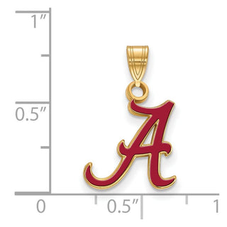 Sterling Silver Gold-plated LogoArt University of Alabama Letter A Small Enameled Pendant