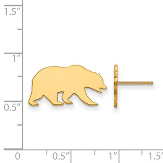 Sterling Silver Gold-plated LogoArt University of California Berkeley Bear Small Post Earrings