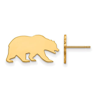 Sterling Silver Gold-plated LogoArt University of California Berkeley Bear Small Post Earrings