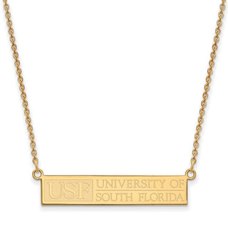 Sterling Silver Gold-plated LogoArt University of South Florida Small Bar 18 inch Necklace