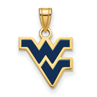 Sterling Silver Gold-plated LogoArt West Virginia University W-V Small Enameled Pendant