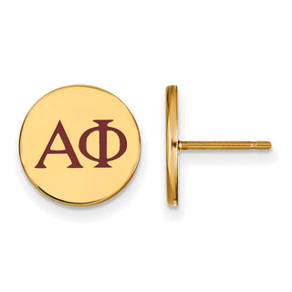 Sterling Silver Gold-plated LogoArt Alpha Phi Sorority Greek Letters Color Enamel Post Earrings GP032APH