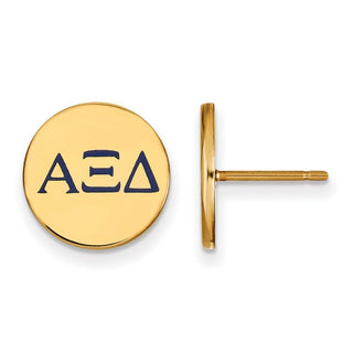 Sterling Silver Gold-plated LogoArt Alpha Xi Delta Sorority Greek Letters Color Enamel Post Earrings GP032AXD