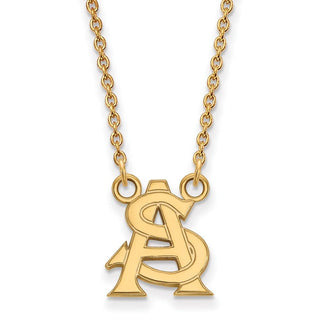 10k Gold LogoArt Arizona State University A-S Small Pendant 18 inch Necklace