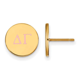 Sterling Silver Gold-plated LogoArt Delta Gamma Sorority Greek Letters Color Enamel Post Earrings GP032DG