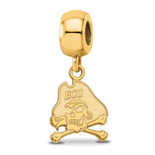 Sterling Silver Gold-plated LogoArt East Carolina University Pirate Small Dangle Bead Charm GP032ECU