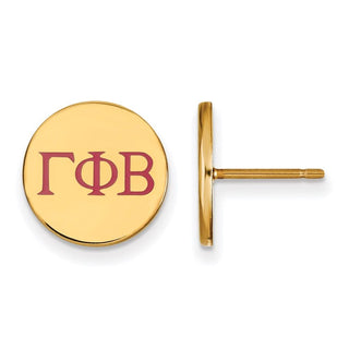 Sterling Silver Gold-plated LogoArt Gamma Phi Beta Sorority Greek Letters Color Enamel Post Earrings GP032GPB