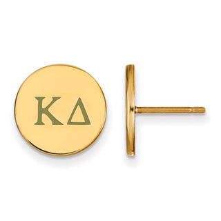 Sterling Silver Gold-plated LogoArt Kappa Delta Sorority Greek Letters Color Enamel Post Earrings GP032KD