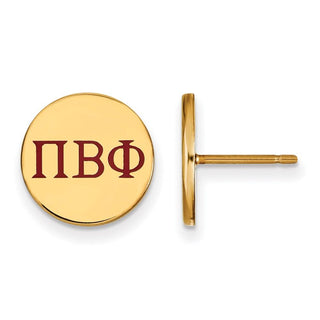 Sterling Silver Gold-plated LogoArt Pi Beta Phi Sorority Greek Letters Color Enamel Post Earrings GP032PBP