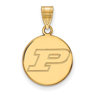 14k Gold LogoArt Purdue University Letter P Medium Disc Pendant