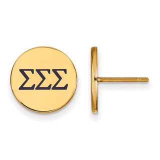 Sterling Silver Gold-plated LogoArt Sigma Sigma Sigma Sorority Greek Letters Color Enamel Post Earrings GP032SSS