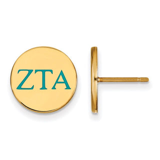 Sterling Silver Gold-plated LogoArt Zeta Tau Alpha Sorority Greek Letters Color Enamel Post Earrings GP032ZTA