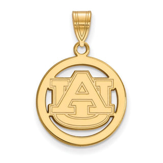 Sterling Silver Gold-plated LogoArt Auburn University Medium Circle Pendant