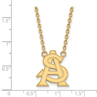 14k Gold LogoArt Arizona State University A-S Large Pendant 18 inch Necklace