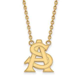 14k Gold LogoArt Arizona State University A-S Large Pendant 18 inch Necklace