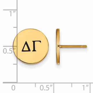 Sterling Silver Gold-plated LogoArt Delta Gamma Sorority Greek Letters Black Enamel Post Earrings