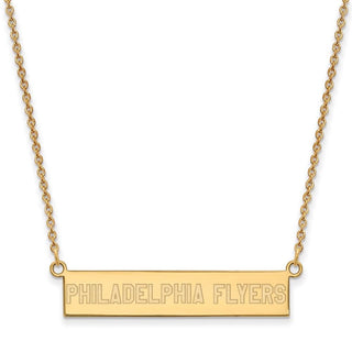 Sterling Silver Gold-plated NHL LogoArt Philadelphia Flyers Small Bar 18 inch Necklace