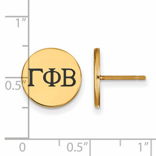 Sterling Silver Gold-plated LogoArt Gamma Phi Beta Sorority Greek Letters Black Enamel Post Earrings