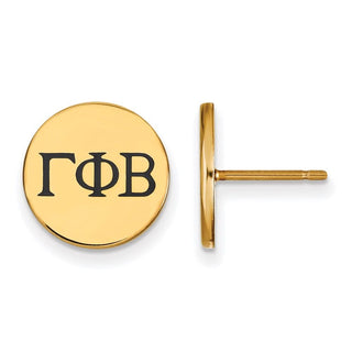 Sterling Silver Gold-plated LogoArt Gamma Phi Beta Sorority Greek Letters Black Enamel Post Earrings