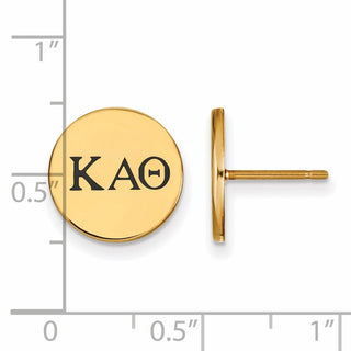 Sterling Silver Gold-plated LogoArt Kappa Alpha Theta Sorority Greek Letters Black Enamel Post Earrings