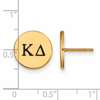 Sterling Silver Gold-plated LogoArt Kappa Delta Sorority Greek Letters Black Enamel Post Earrings
