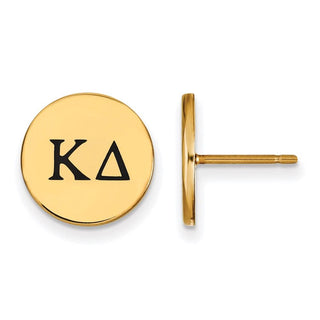 Sterling Silver Gold-plated LogoArt Kappa Delta Sorority Greek Letters Black Enamel Post Earrings