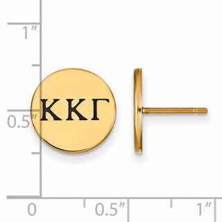 Sterling Silver Gold-plated LogoArt Kappa Kappa Gamma Sorority Greek Letters Black Enamel Post Earrings
