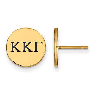Sterling Silver Gold-plated LogoArt Kappa Kappa Gamma Sorority Greek Letters Black Enamel Post Earrings