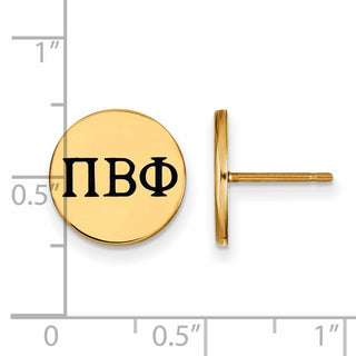 Sterling Silver Gold-plated LogoArt Pi Beta Phi Sorority Greek Letters Black Enamel Post Earrings
