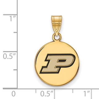 Sterling Silver Gold-plated LogoArt Purdue University Letter P Medium Enameled Disc Pendant
