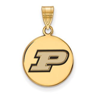 Sterling Silver Gold-plated LogoArt Purdue University Letter P Medium Enameled Disc Pendant