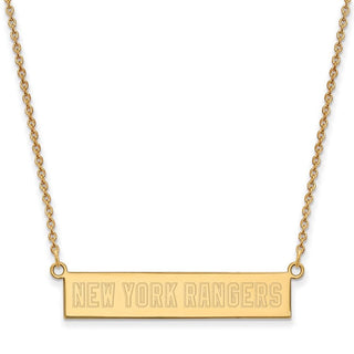 Sterling Silver Gold-plated NHL LogoArt New York Rangers Small Bar 18 inch Necklace