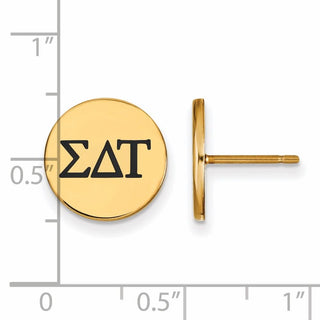 Sterling Silver Gold-plated LogoArt Sigma Delta Tau Sorority Greek Letters Black Enamel Post Earrings