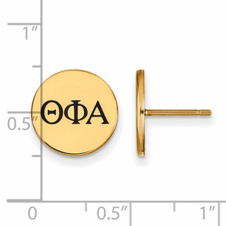 Sterling Silver Gold-plated LogoArt Theta Phi Alpha Sorority Greek Letters Black Enamel Post Earrings