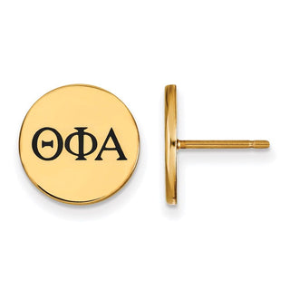 Sterling Silver Gold-plated LogoArt Theta Phi Alpha Sorority Greek Letters Black Enamel Post Earrings