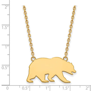 Sterling Silver Gold-plated LogoArt University of California Berkeley Bear Large Pendant 18 inch Necklace