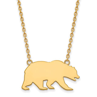 Sterling Silver Gold-plated LogoArt University of California Berkeley Bear Large Pendant 18 inch Necklace