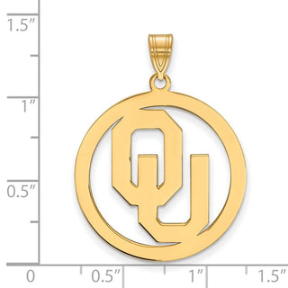 Sterling Silver Gold-plated LogoArt University of Oklahoma O-U Extra Large Circle Pendant